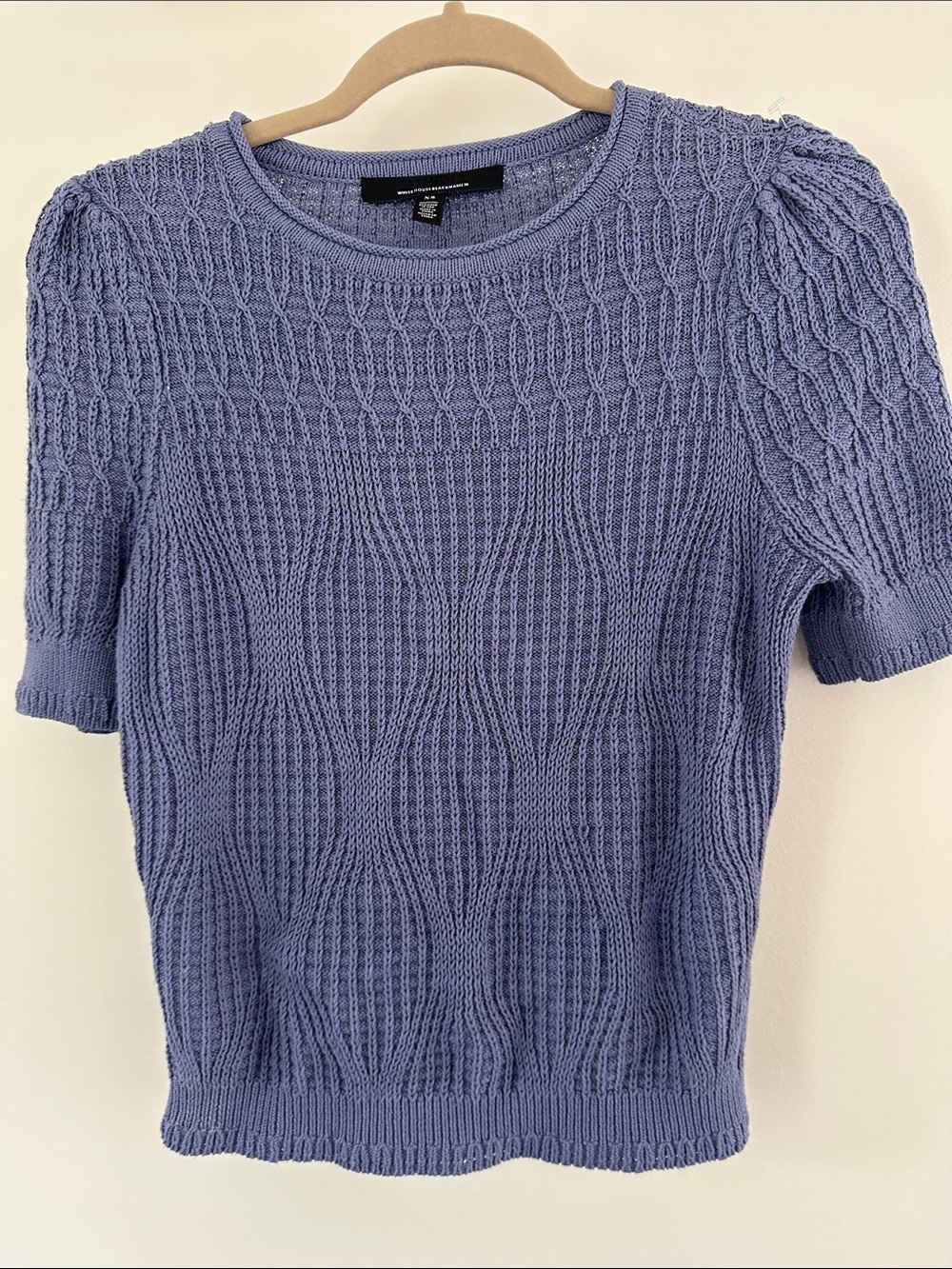 White House Black Market Lavender Short Sleeve Cable Knit Sweater
